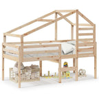 Hochbett mit Dach 75x190 cm Massivholz Kiefer