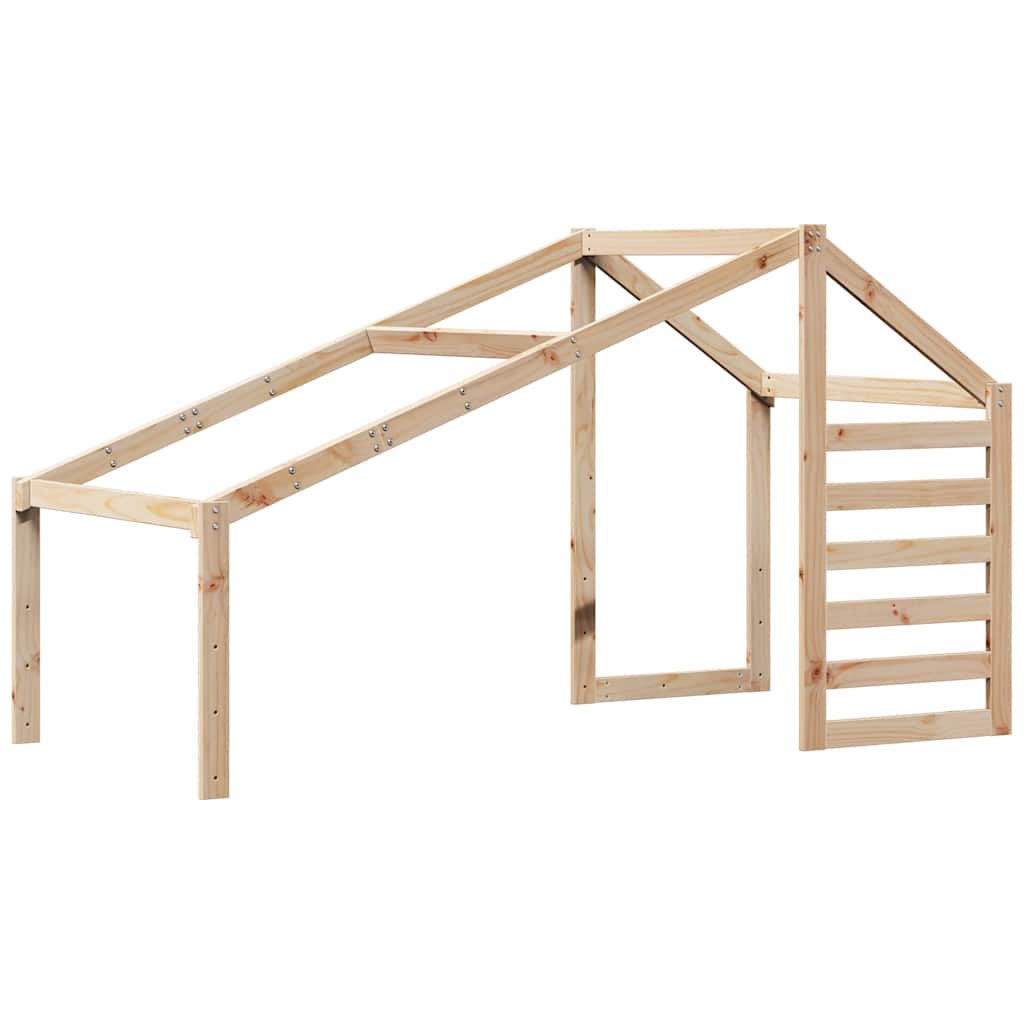Hochbett mit Dach 75x190 cm Massivholz Kiefer