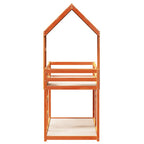 Etagenbett mit Dach Wachsbraun 80x200 cm Massivholz Kiefer