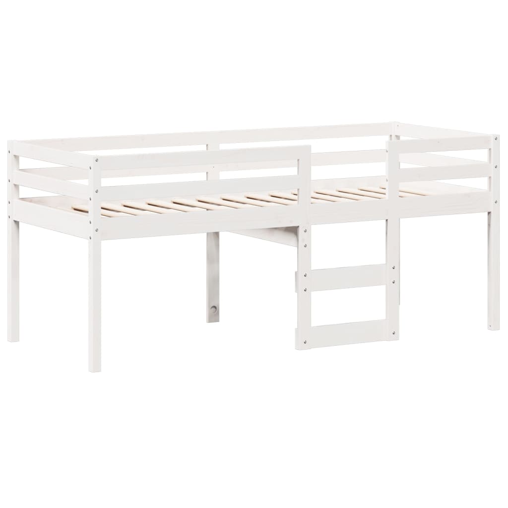 Hochbett mit Dach Weiß 80x200 cm Massivholz Kiefer