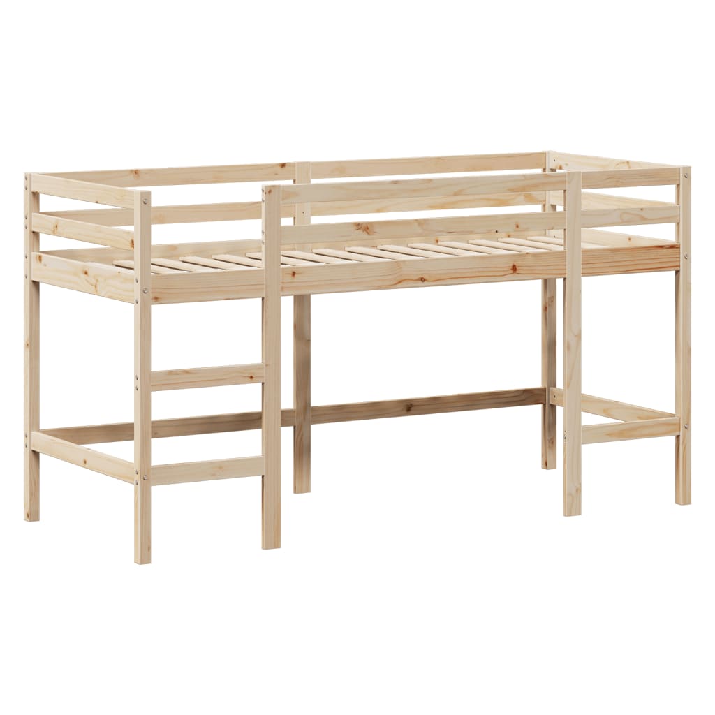 Hochbett mit Leiter und Dach 90x190 cm Massivholz Kiefer