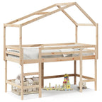 Hochbett mit Leiter und Dach 80x200 cm Massivholz Kiefer