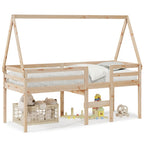 Hochbett mit Dach 80x200 cm Massivholz Kiefer
