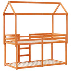 Etagenbett mit Dach Wachsbraun 90x190 cm Massivholz Kiefer