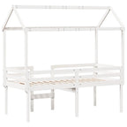 Hochbett mit Dach Weiß 90x200 cm Massivholz Kiefer