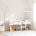 Hochbett mit Dach Weiß 90x200 cm Massivholz Kiefer