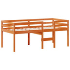 Hochbett mit Dach Wachsbraun 90x190 cm Massivholz Kiefer