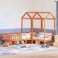 Massivholzbett und Bank mit Dach Orange 90x200 cm Kiefernholz