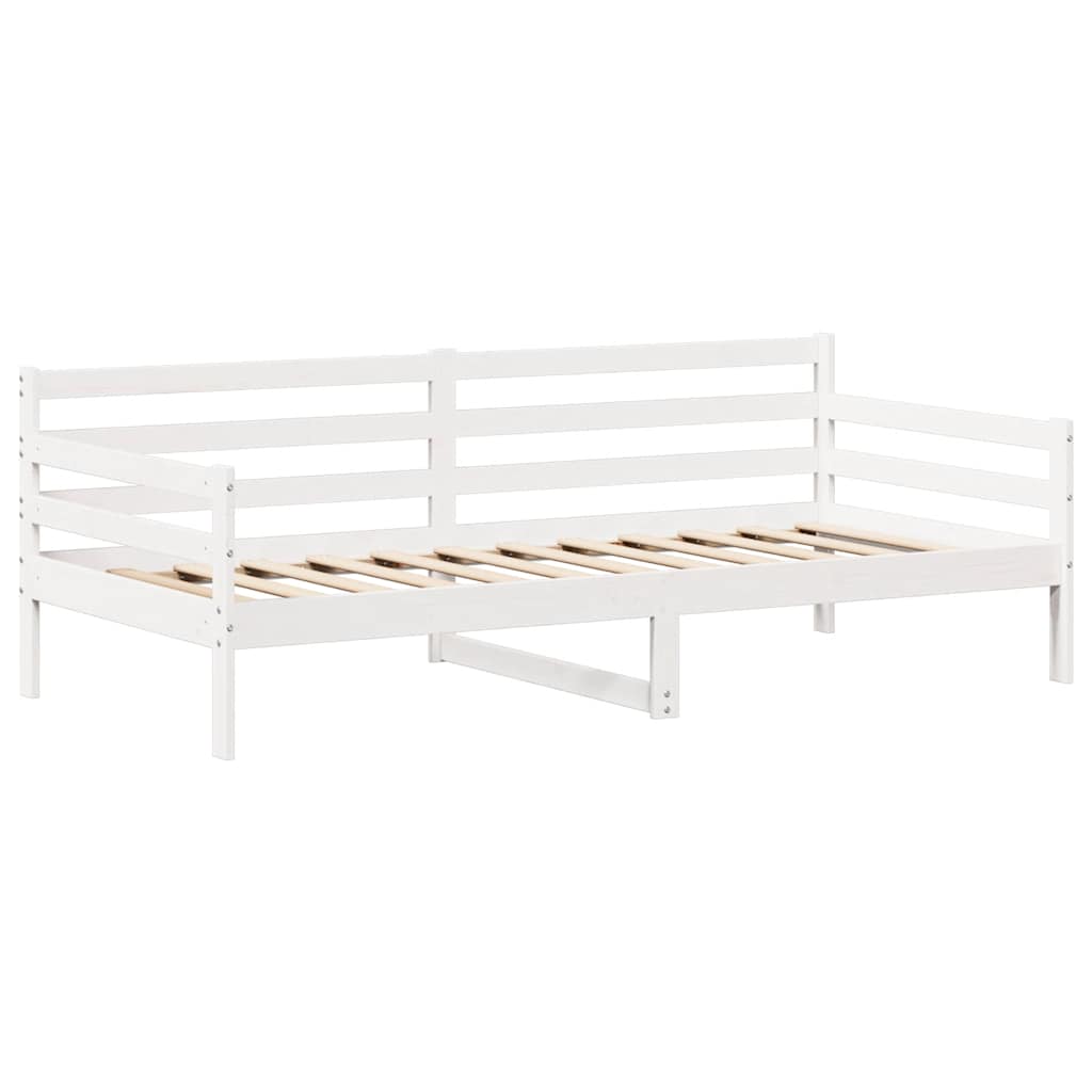Tagesbett und Bank mit Dach Weiß 80x200 cm Kiefernholz