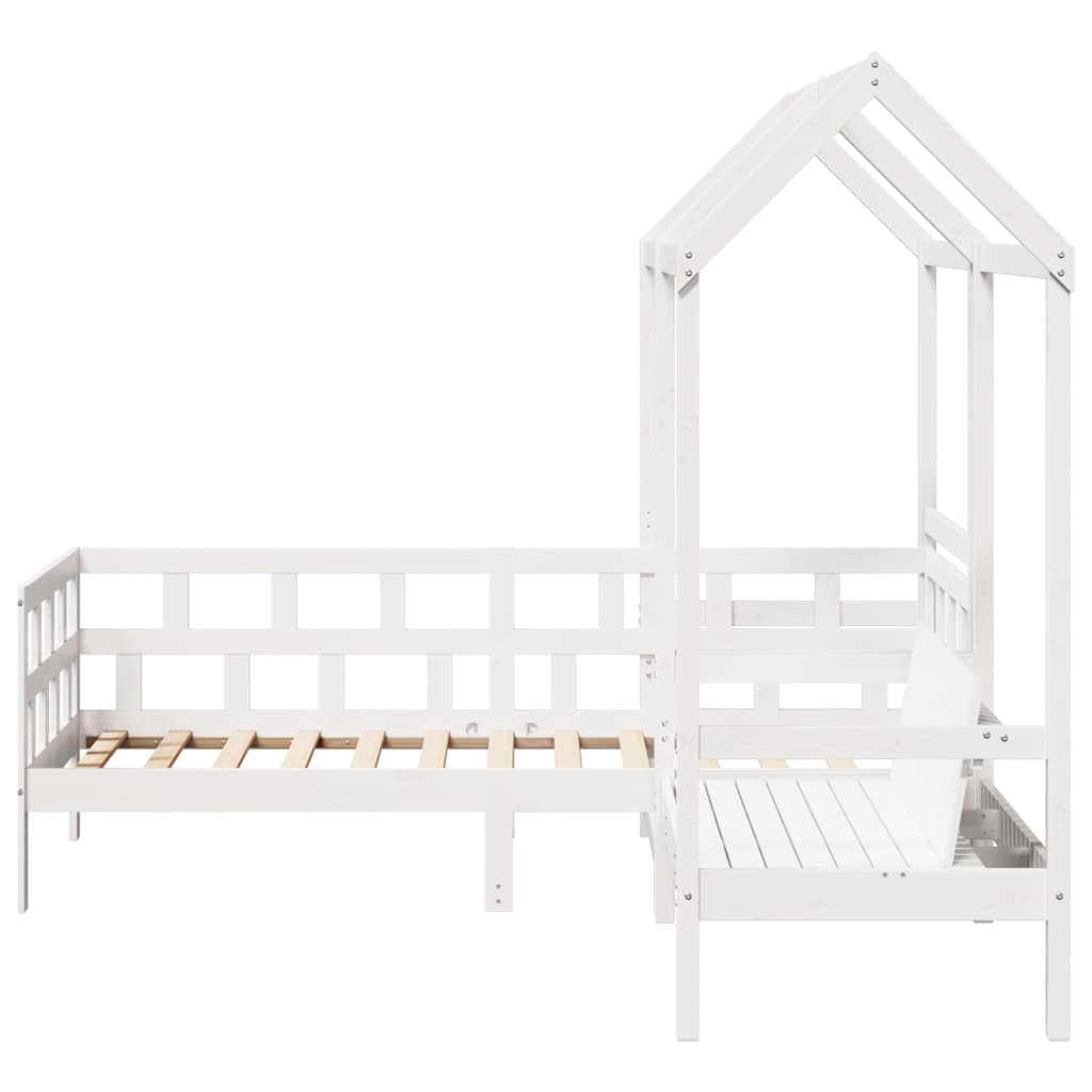 Tagesbett Set mit Dach Weiß 80x200 cm Massivholz Kiefer