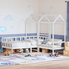 Tagesbett Set mit Dach Weiß 80x200 cm Massivholz Kiefer