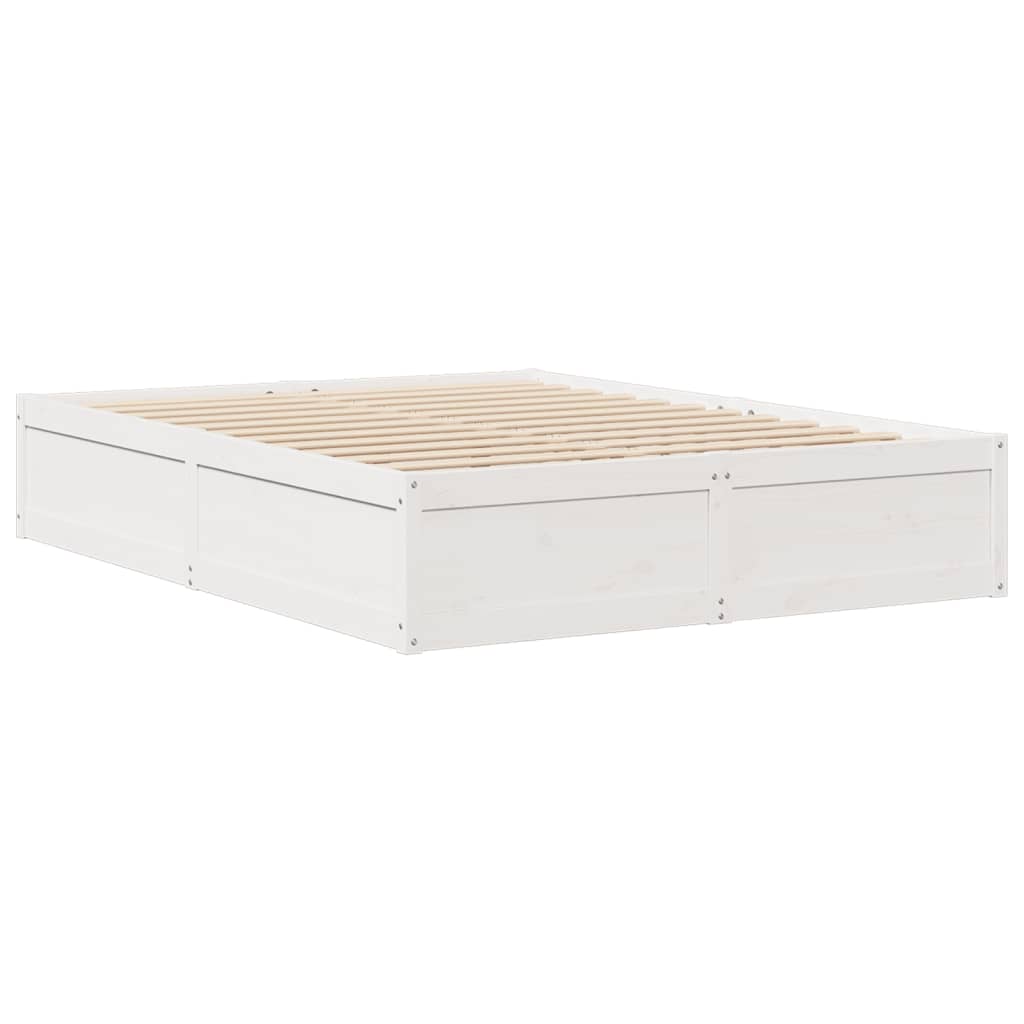 Massivholzbett ohne Matratze Weiß 140x190 cm Kiefernholz