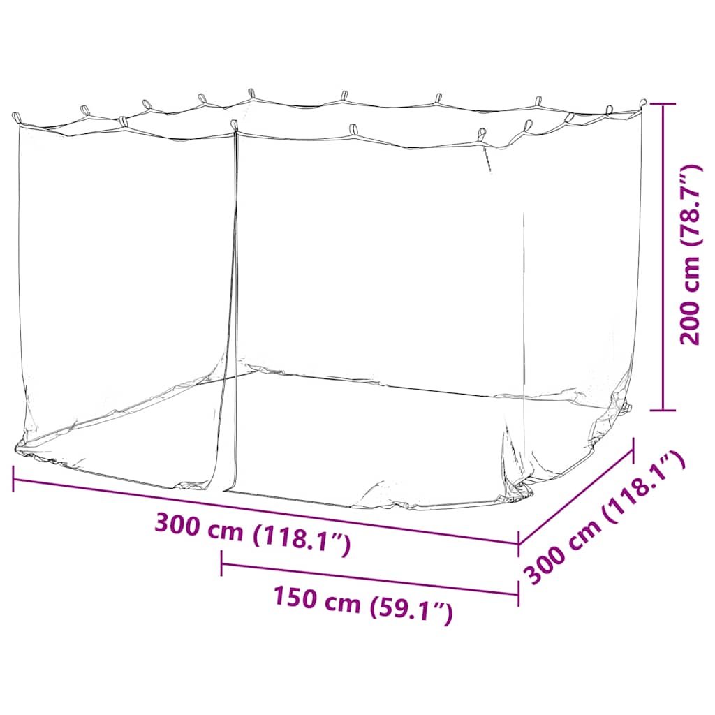 Moskitonetz für den Außenbereich, 220 Maschen, Weiß, 300 x 300 x 200 cm