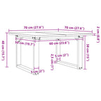 Couchtisch O-Gestell 70x70x40cm Massivholz Kiefer und Stahl