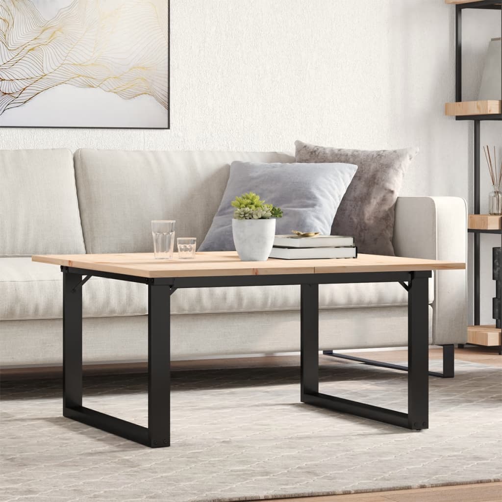 Couchtisch O-Gestell 90x90x45cm Massivholz Kiefer und Stahl