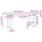 Couchtisch O-Gestell 110x40x45 cm Massivholz Kiefer & Stahl