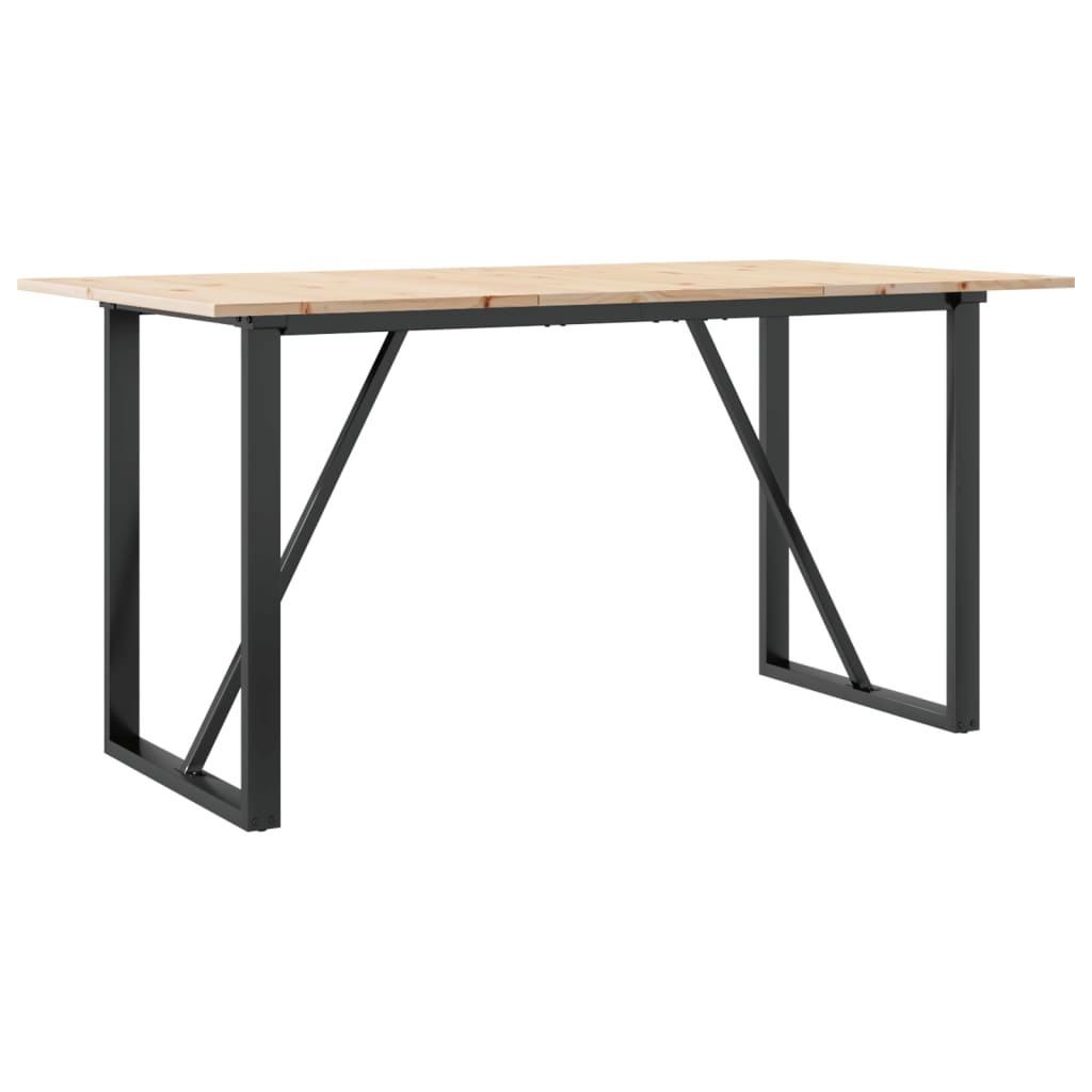 Esstisch O-Gestell 140x80x75 cm Massivholz Kiefer und Stahl