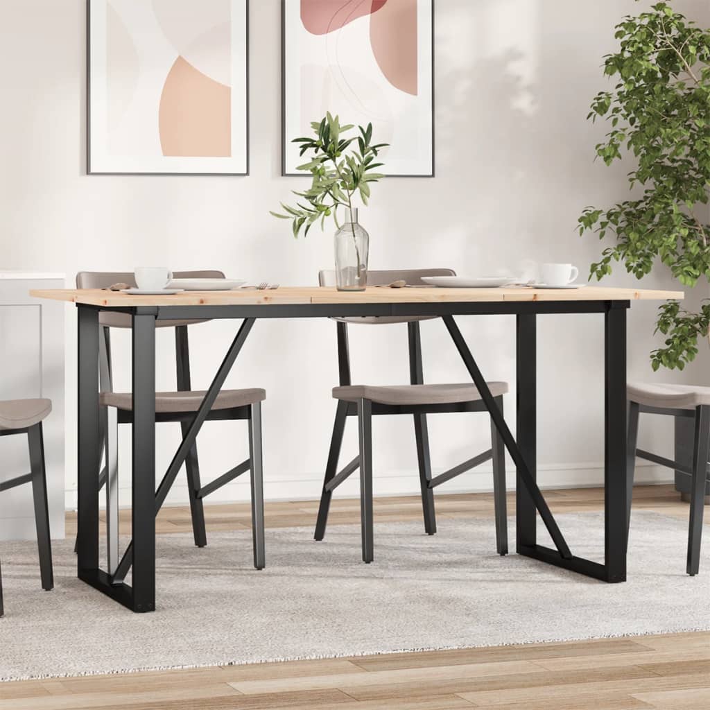 Esstisch O-Gestell 140x80x75 cm Massivholz Kiefer und Stahl