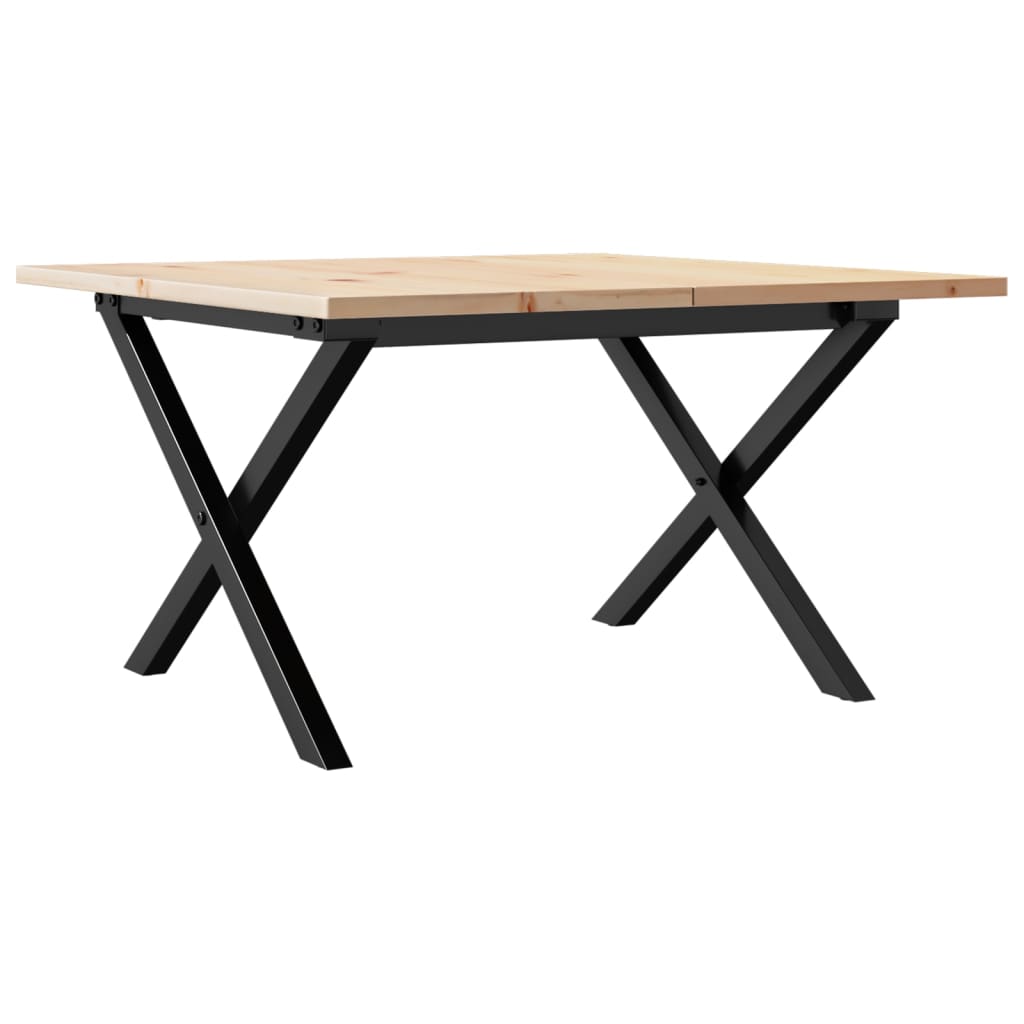 Couchtisch X-Gestell 60x60x40cm Massivholz Kiefer und Stahl