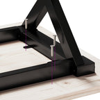 Couchtisch X-Gestell 80x80x45cm Massivholz Kiefer und Stahl