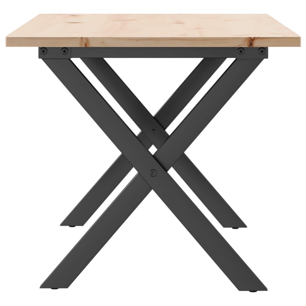 Couchtisch X-Gestell 100x50x45 cm Massivholz Kiefer & Stahl