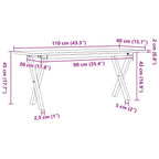 Couchtisch X-Gestell 110x40x45 cm Massivholz Kiefer & Stahl