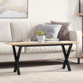 Couchtisch X-Gestell 110x40x45 cm Massivholz Kiefer & Stahl