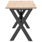 Couchtisch X-Gestell 160x40x45 cm Massivholz Kiefer & Stahl