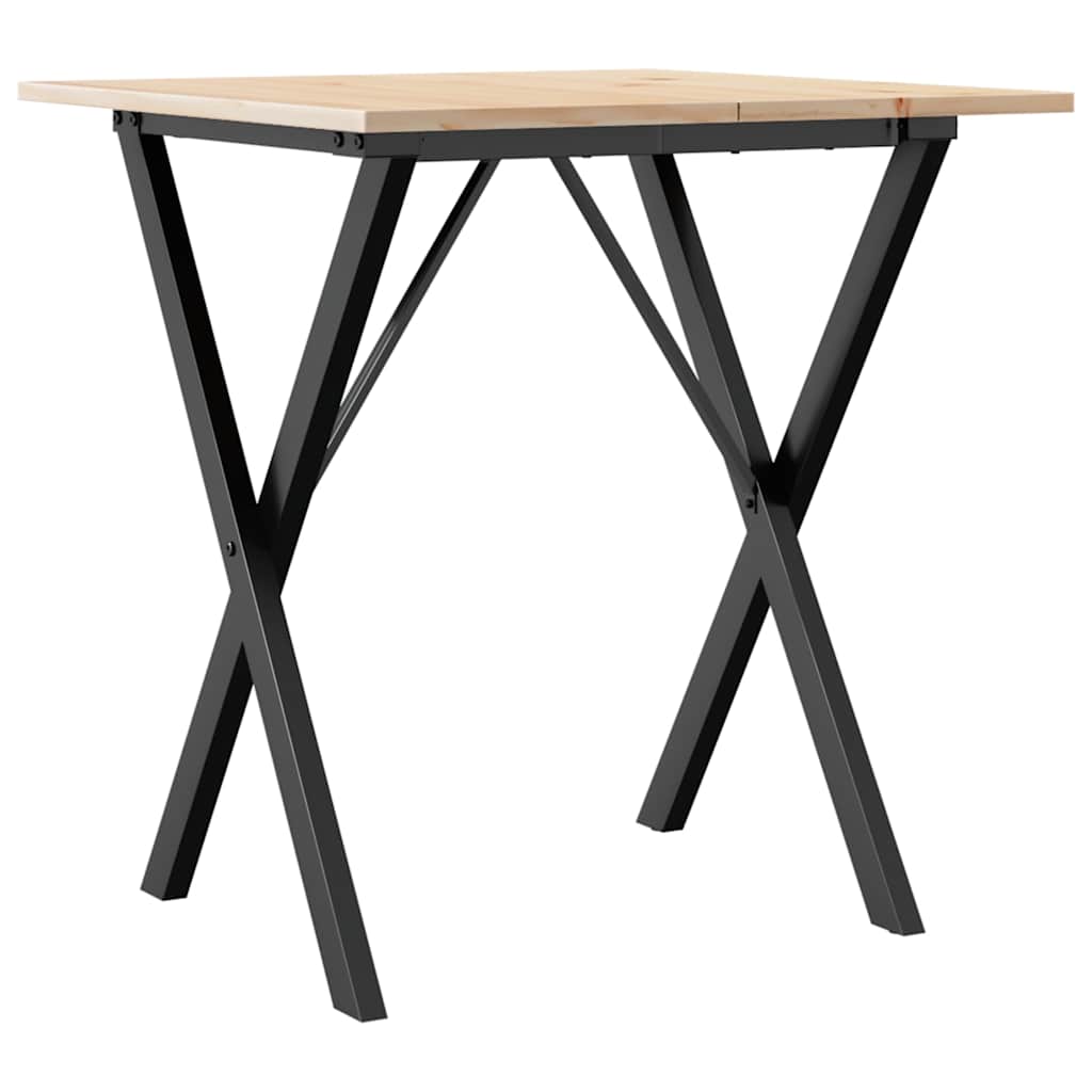 Esstisch X-Gestell 70x70x75 cm Massivholz Kiefer und Stahl