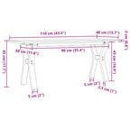 Couchtisch Y-Gestell 110x40x45 cm Massivholz Kiefer & Stahl