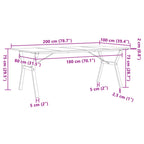 Esstisch Y-Gestell 200x100x75cm Massivholz Kiefer und Stahl