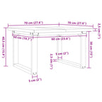 Couchtisch O-Gestell 70x70x40,5cm Massivholz Kiefer & Stahl