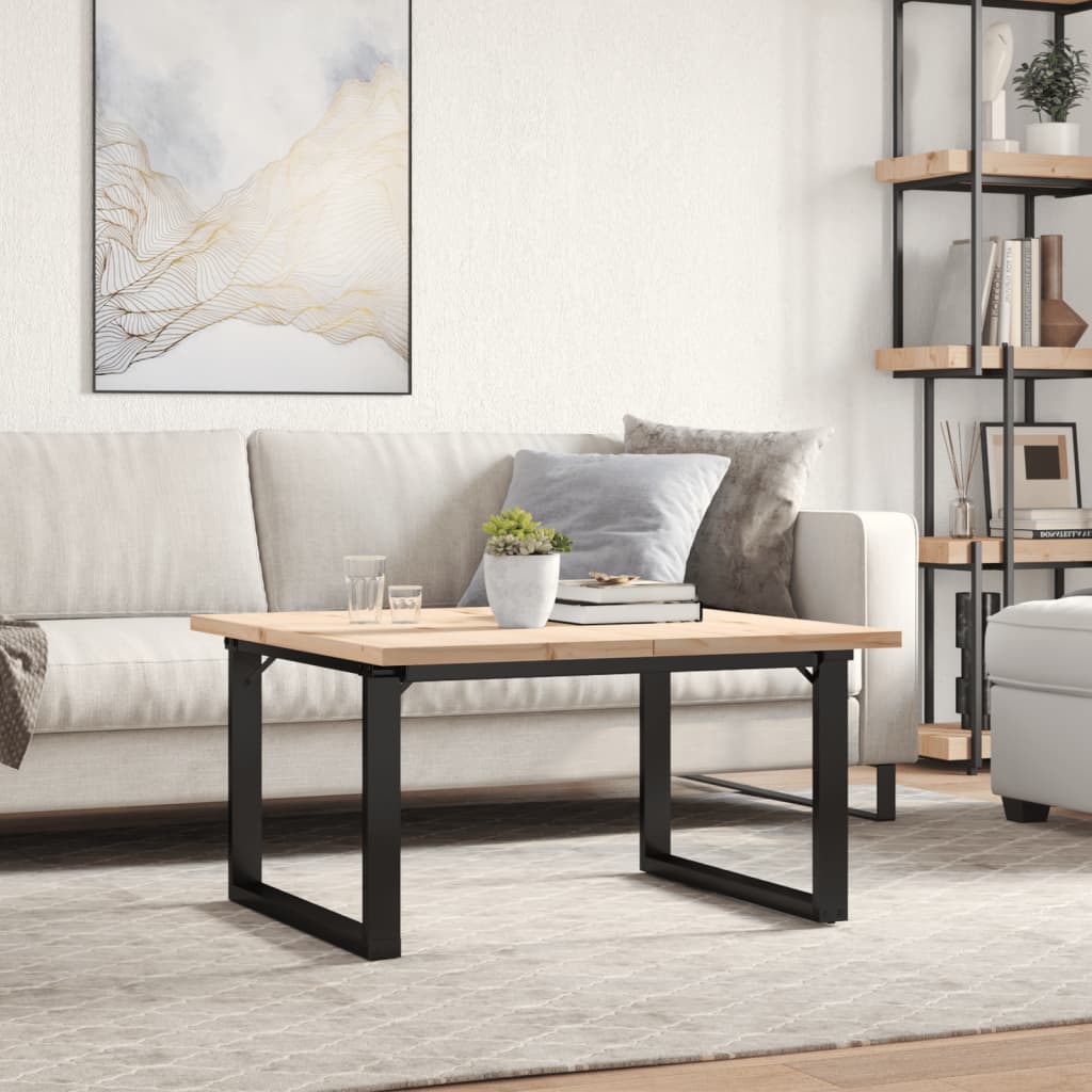 Couchtisch O-Gestell 80x80x45,5cm Massivholz Kiefer & Stahl