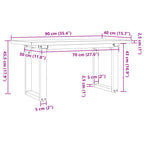 Couchtisch O-Gestell 90x40x45,5cm Massivholz Kiefer & Stahl