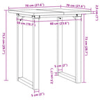 Esstisch O-Gestell 70x70x75,5 cm Massivholz Kiefer & Stahl