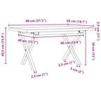 Couchtisch X-Gestell 80x50x40,5cm Massivholz Kiefer & Stahl