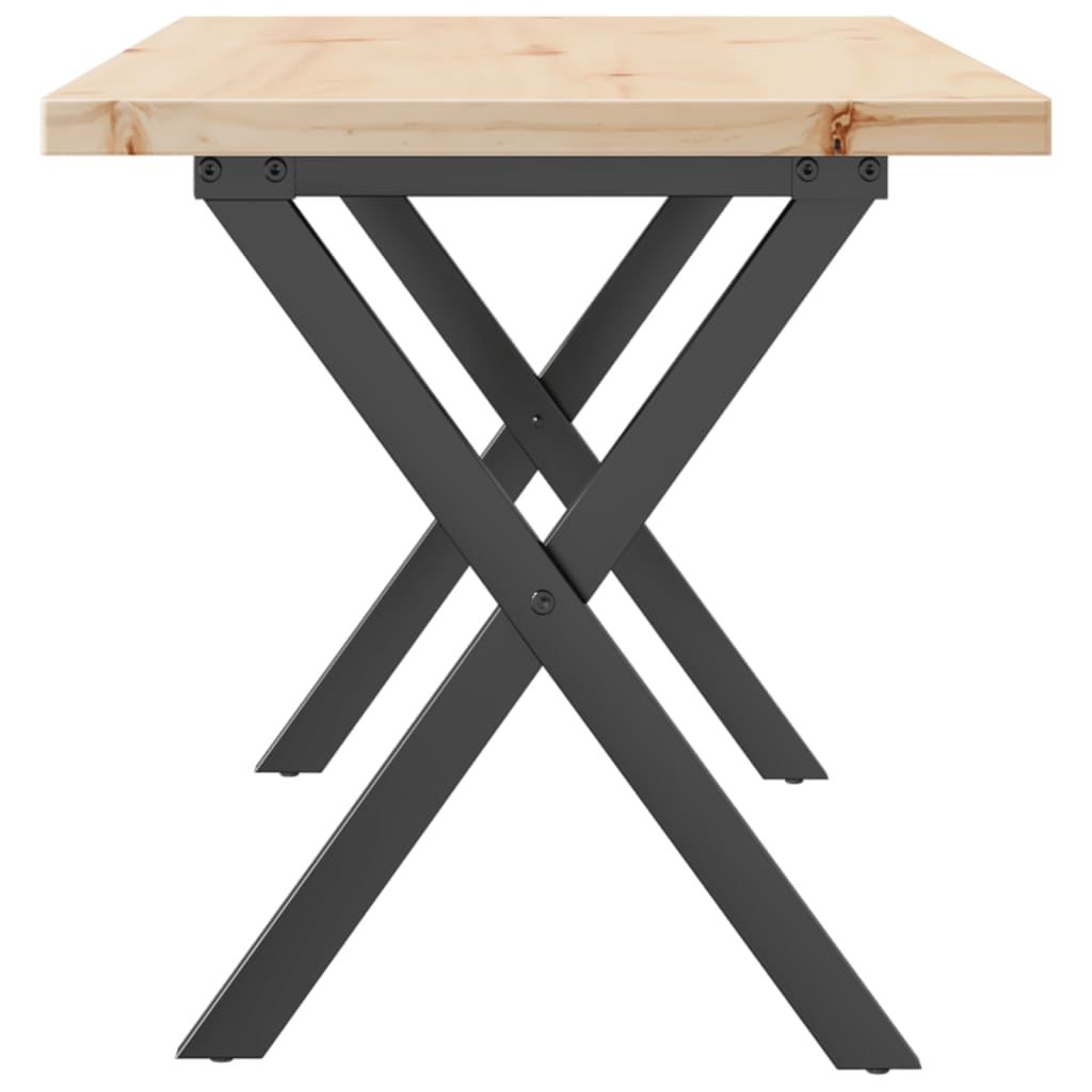 Couchtisch X-Gestell 100x50x45,5 cm Massivholz Kiefer Stahl