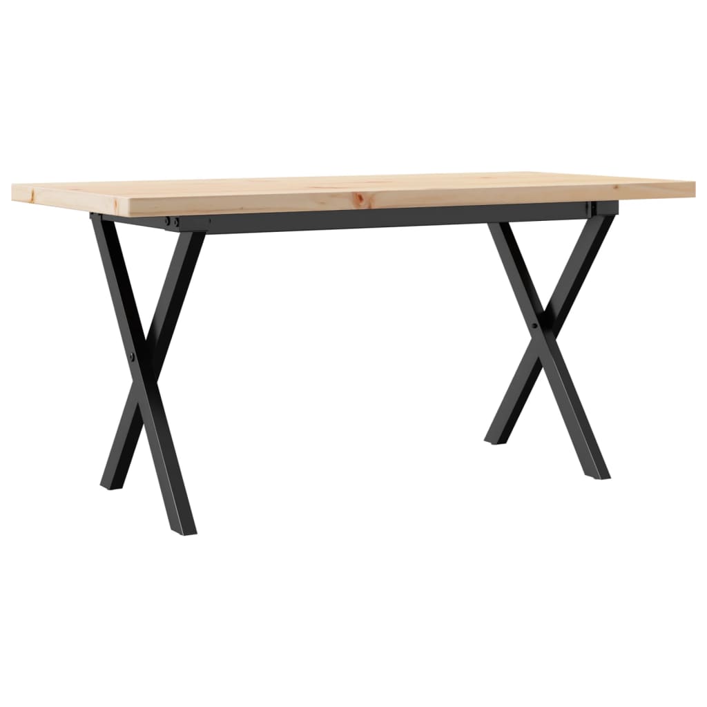 Couchtisch X-Gestell 100x50x45,5 cm Massivholz Kiefer Stahl