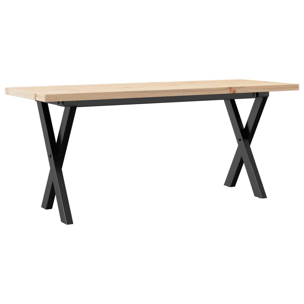 Couchtisch X-Gestell 110x40x45,5 cm Massivholz Kiefer Stahl