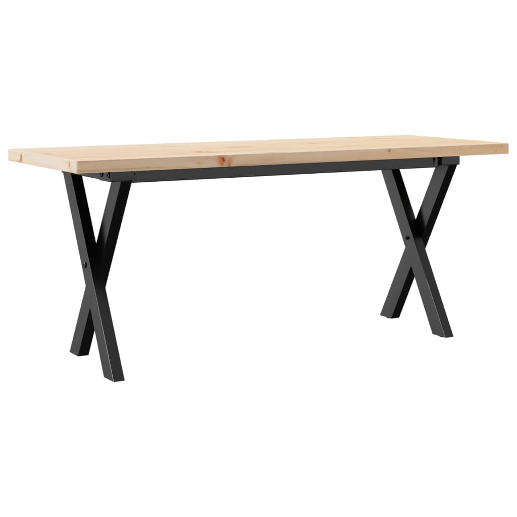 Couchtisch X-Gestell 110x40x45,5 cm Massivholz Kiefer Stahl
