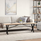 Couchtisch X-Gestell 160x40x45,5 cm Massivholz Kiefer Stahl