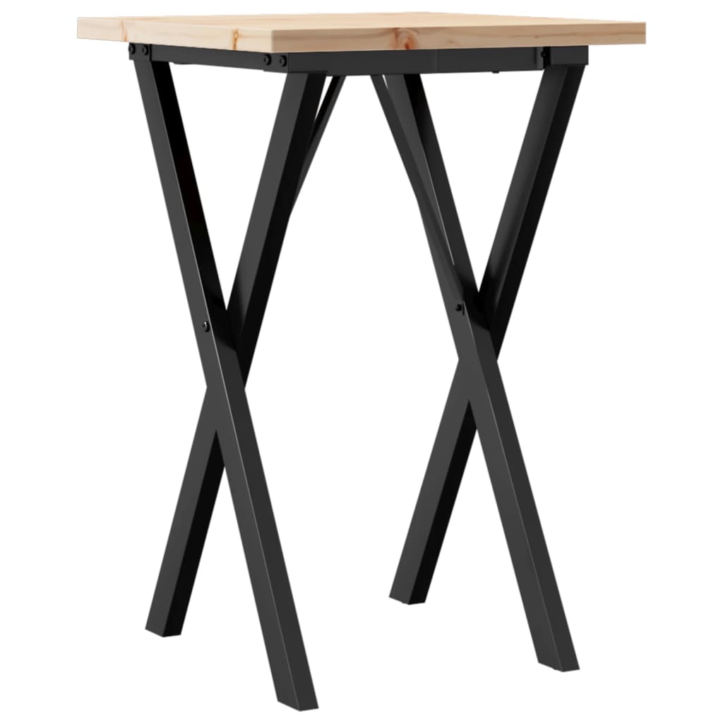 Esstisch X-Gestell 50x50x75,5cm Massivholz Kiefer und Stahl