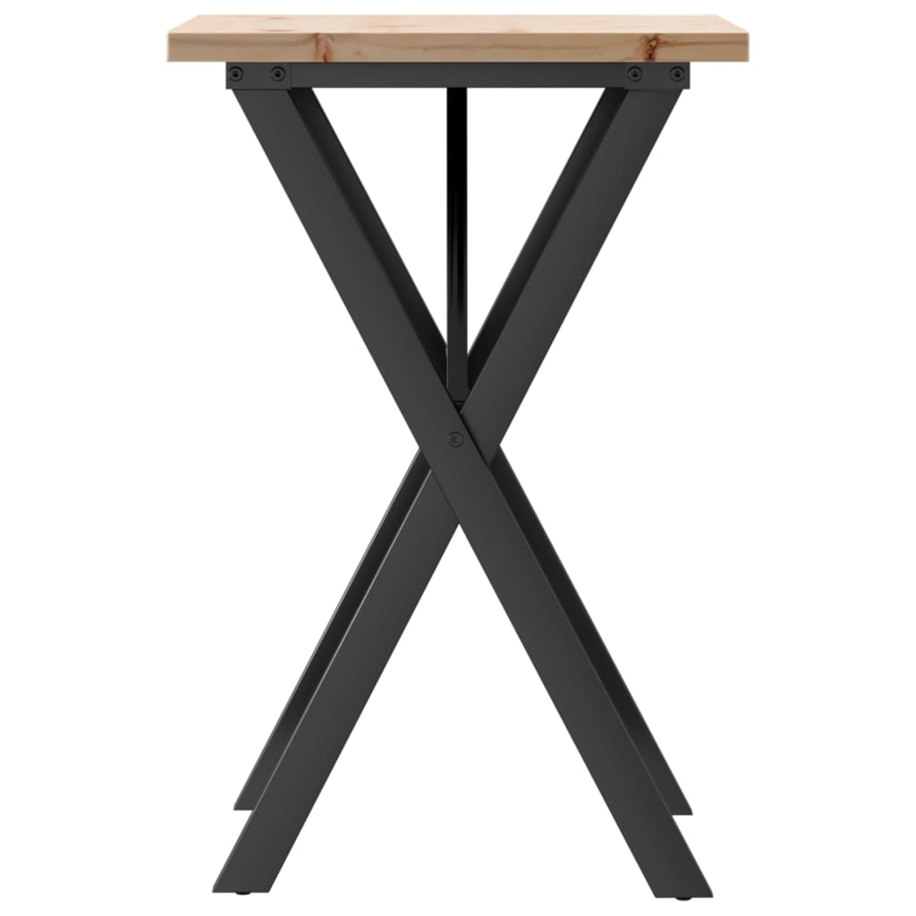 Esstisch X-Gestell 50x50x75,5cm Massivholz Kiefer und Stahl