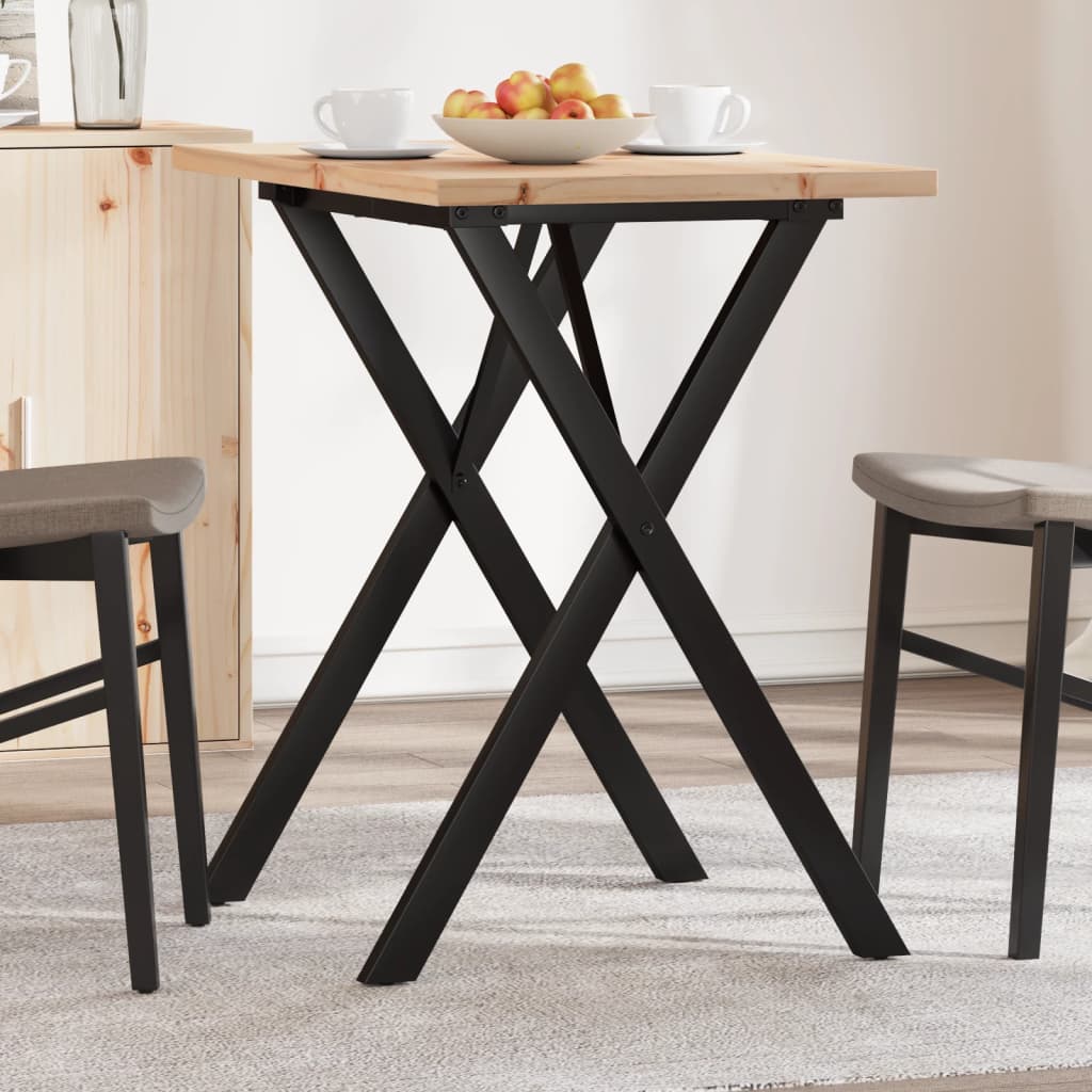 Esstisch X-Gestell 80x50x75,5 cm Massivholz Kiefer & Stahl