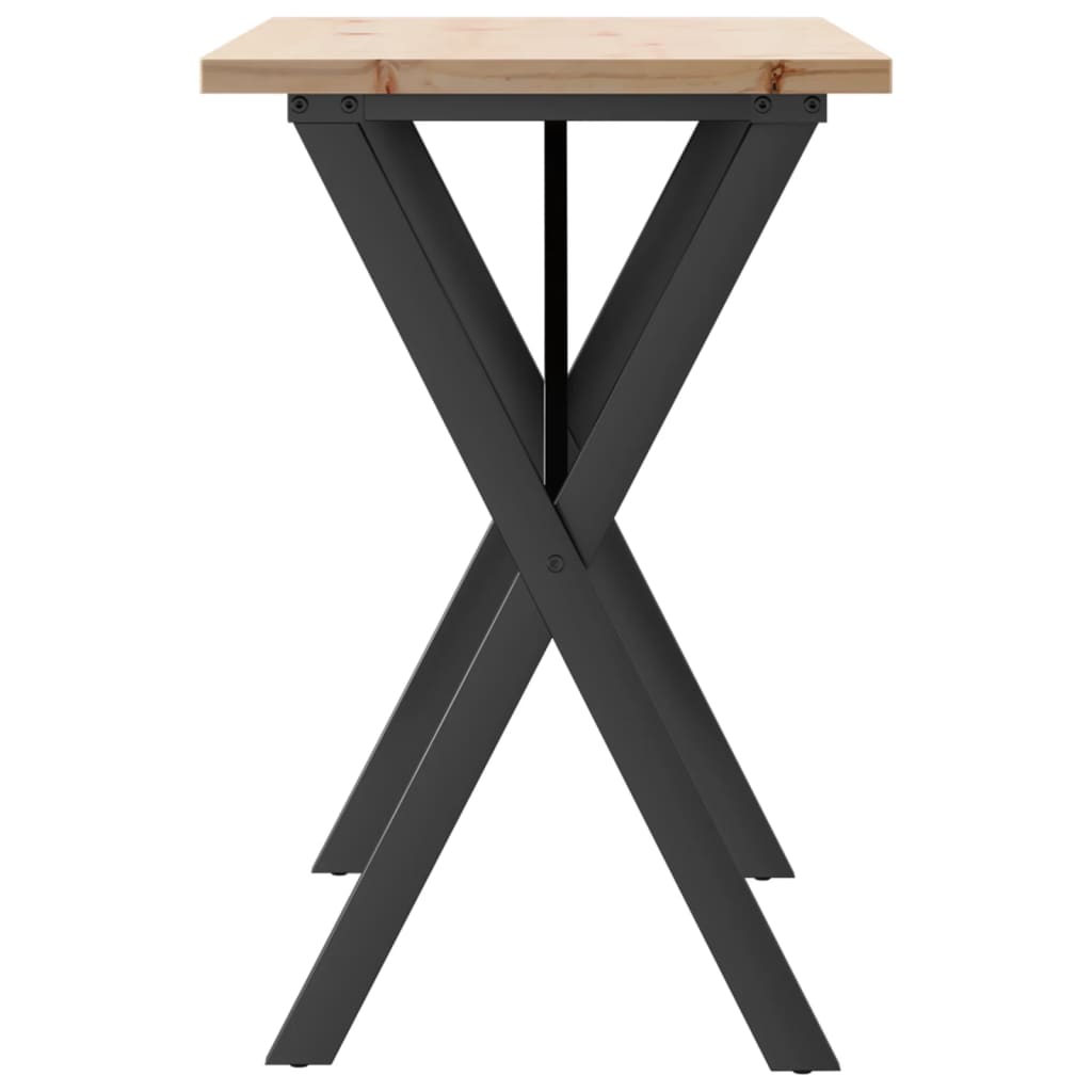 Esstisch X-Gestell 100x50x75,5 cm Massivholz Kiefer & Stahl