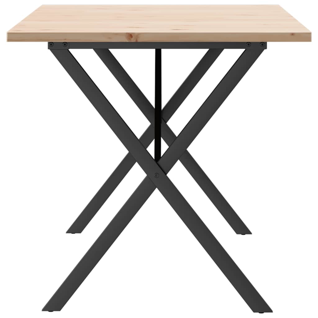 Esstisch X-Gestell 140x80x75,5 cm Massivholz Kiefer & Stahl