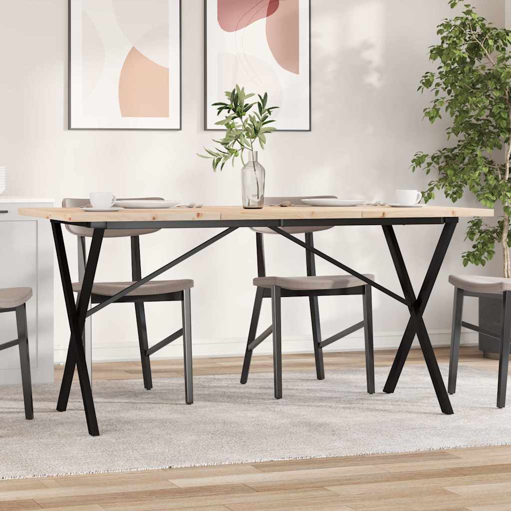 Esstisch X-Gestell 140x80x75,5 cm Massivholz Kiefer & Stahl