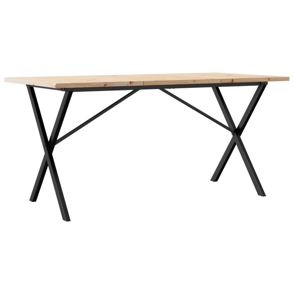 Esstisch X-Gestell 160x80x75,5 cm Massivholz Kiefer & Stahl