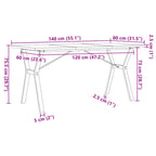 Esstisch Y-Gestell 140x80x75,5 cm Massivholz Kiefer & Stahl