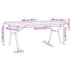 Esstisch Y-Gestell 200x100x75,5cm Massivholz Kiefer & Stahl